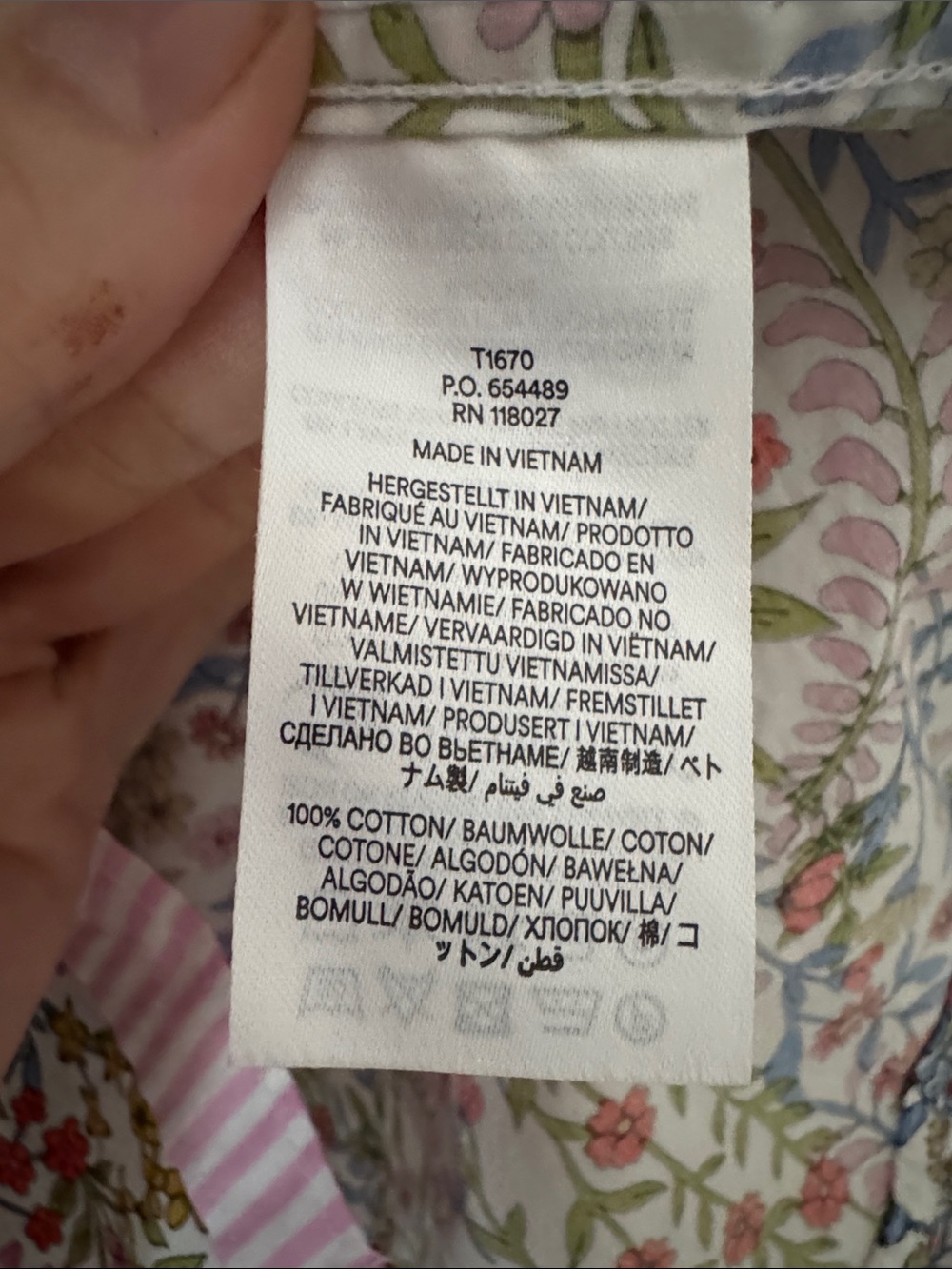 Boden Multicolor Floral Button-Down Shirt with Pink and White Stripes Size 10 - Picture 8 of 9